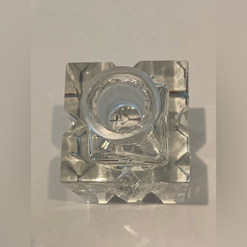 Stunning Crystal Glass Faceted Cut Perfume Bottle Art Deco Table Decor 6” - Picture 4 of 8
